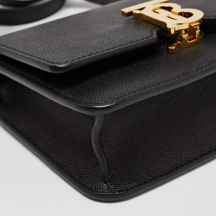 Pre Owned Burberry Black Leather Mini TB Shoulder Bag