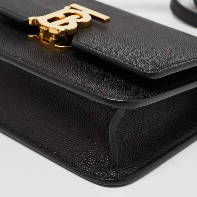 Pre Owned Burberry Black Leather Mini TB Shoulder Bag
