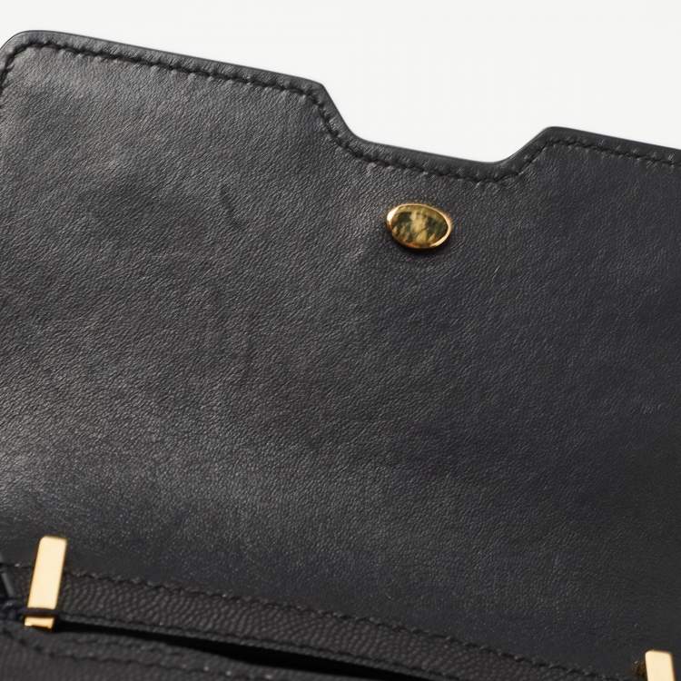 Pre Owned Burberry Black Leather Mini TB Shoulder Bag