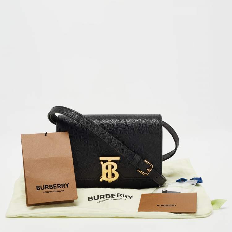 Pre Owned Burberry Black Leather Mini TB Shoulder Bag