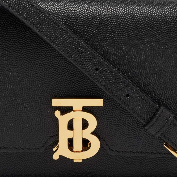 Pre Owned Burberry Black Leather Mini TB Shoulder Bag