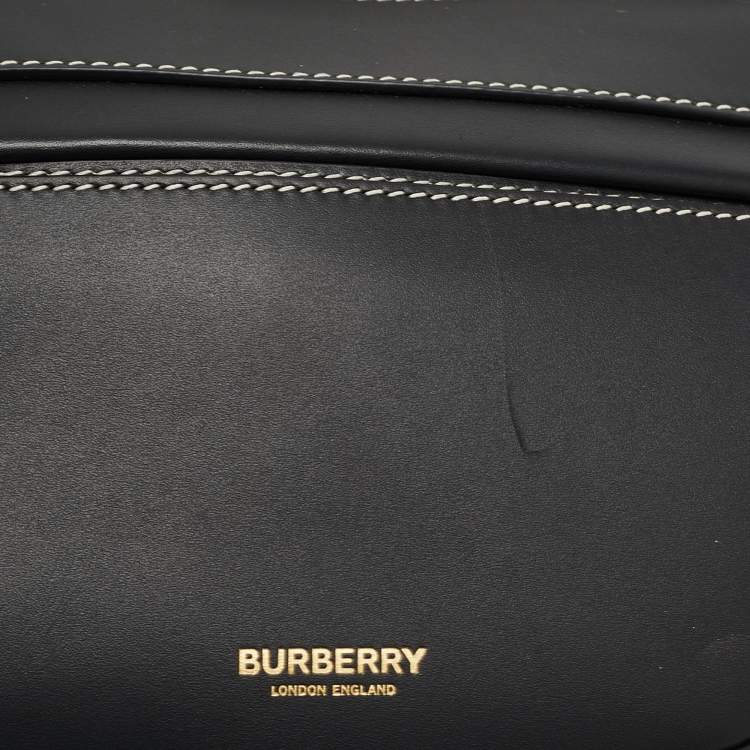 Pre Owned Burberry Black Studded Leather Mini Olympia Zip Shoulder Bag