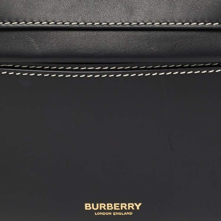 Pre Owned Burberry Black Studded Leather Mini Olympia Zip Shoulder Bag
