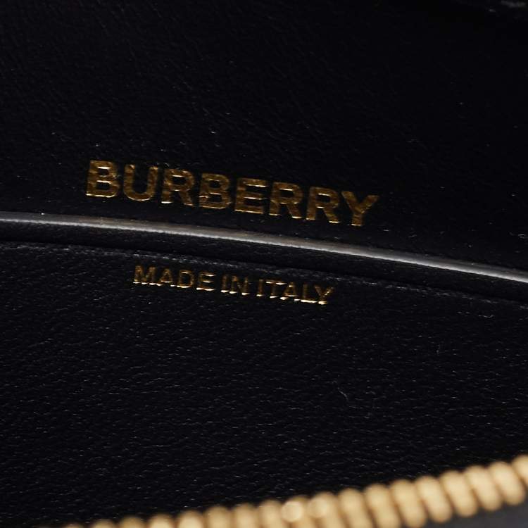 Pre Owned Burberry Black Studded Leather Mini Olympia Zip Shoulder Bag