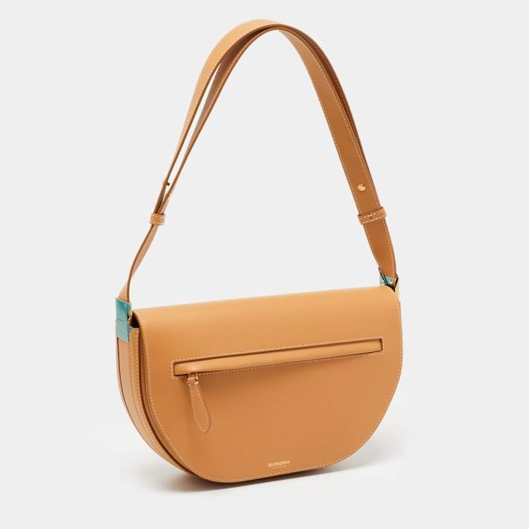 Pre Owned Burberry Warm Sand Leather Medium Olympia Shoulder Bag