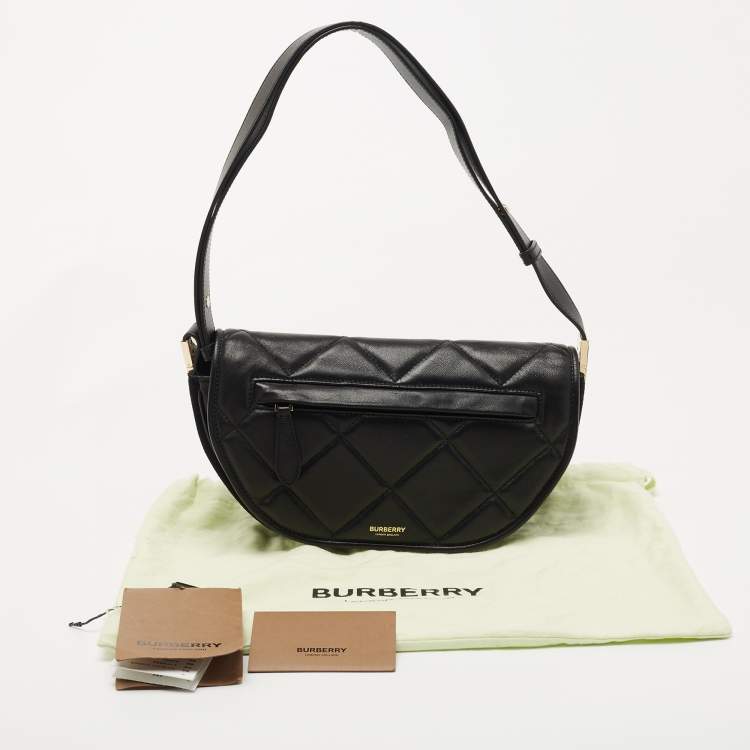 مملوكة مسبقًا Burberry Black Quilted Leather Small Olympia Shoulder Bag