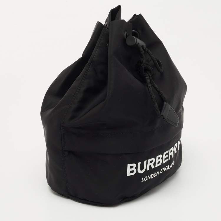 Pre Owned Burberry Black Nylon Phoebe Drawstring Pouch