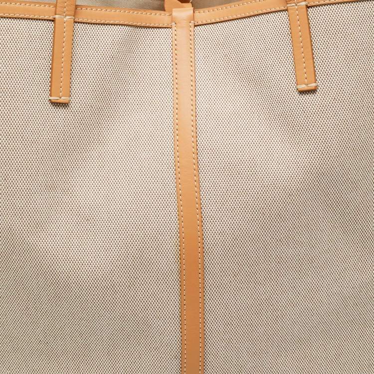 Pre Owned Burberry Beige Canvas and Leather XL Beach Tote