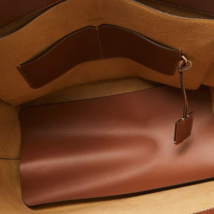 Pre Owned Burberry Tan Leather Medium Soft Pocket Tote
