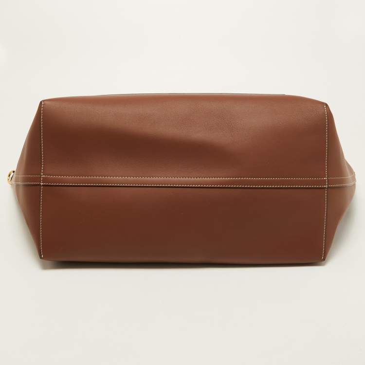Pre Owned Burberry Tan Leather Medium Soft Pocket Tote