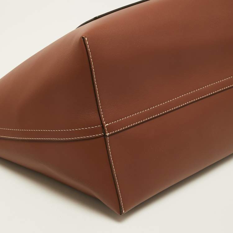 Pre Owned Burberry Tan Leather Medium Soft Pocket Tote