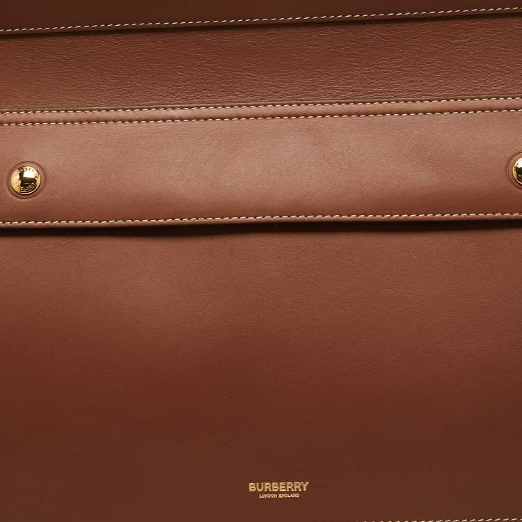 Pre Owned Burberry Tan Leather Medium Soft Pocket Tote