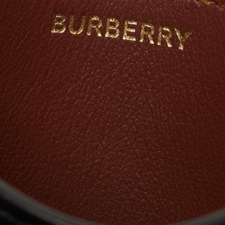 Pre Owned Burberry Beige/Black Icon Stripe Coated Canvas and Leather Card Holder