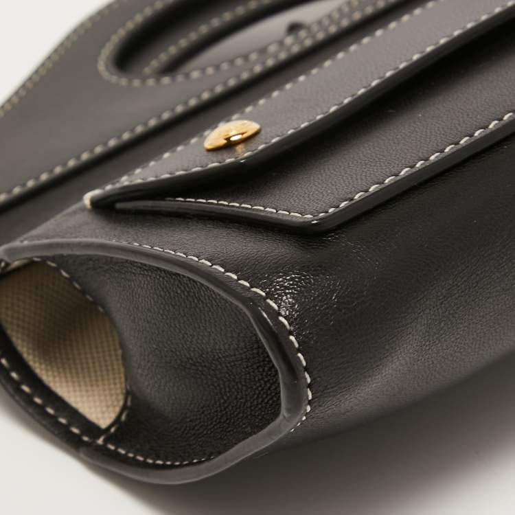 Pre Owned Burberry Black Leather Mini Pocket Strap Clutch