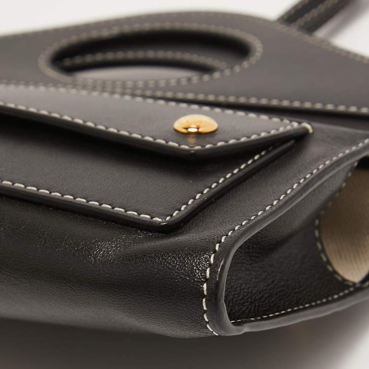 Pre Owned Burberry Black Leather Mini Pocket Strap Clutch