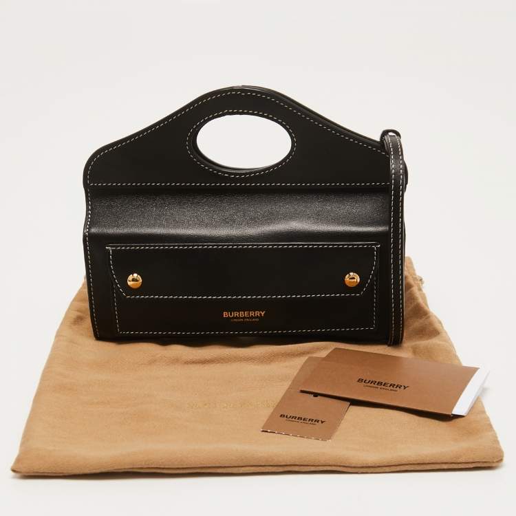 Pre Owned Burberry Black Leather Mini Pocket Strap Clutch