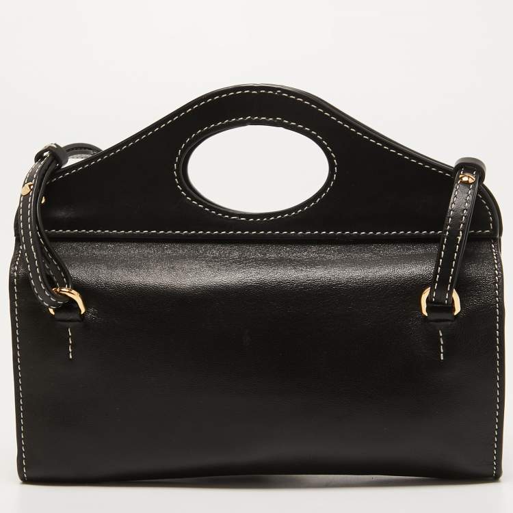 Pre Owned Burberry Black Leather Mini Pocket Strap Clutch