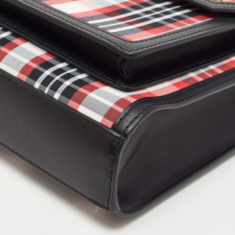 Pre Owned Burberry Black/Red Vintage Check Fabric and Leather Mini Pocket Bag