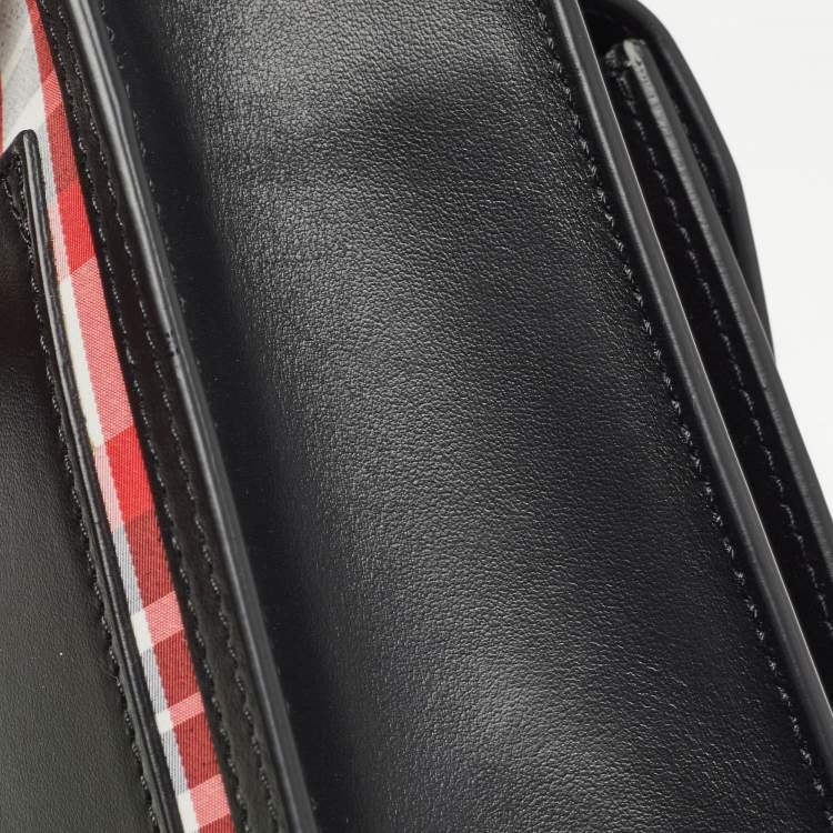 Pre Owned Burberry Black/Red Vintage Check Fabric and Leather Mini Pocket Bag