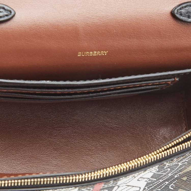 Pre Owned Burberry Multicolor TB Print Coated Canvas and Leather Hackberry Crossbody Bag