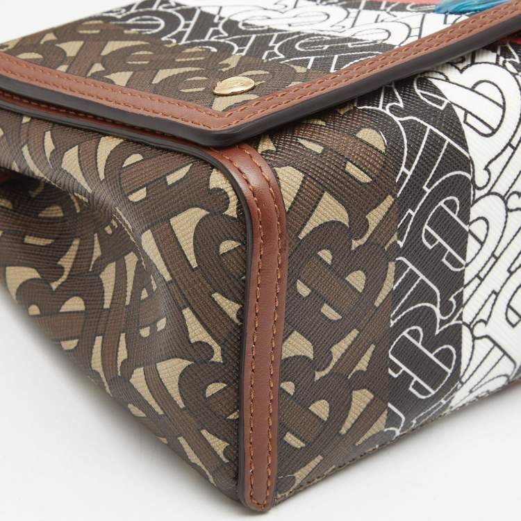 Pre Owned Burberry Multicolor TB Print Coated Canvas and Leather Hackberry Crossbody Bag