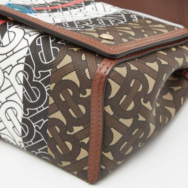 Pre Owned Burberry Multicolor TB Print Coated Canvas and Leather Hackberry Crossbody Bag