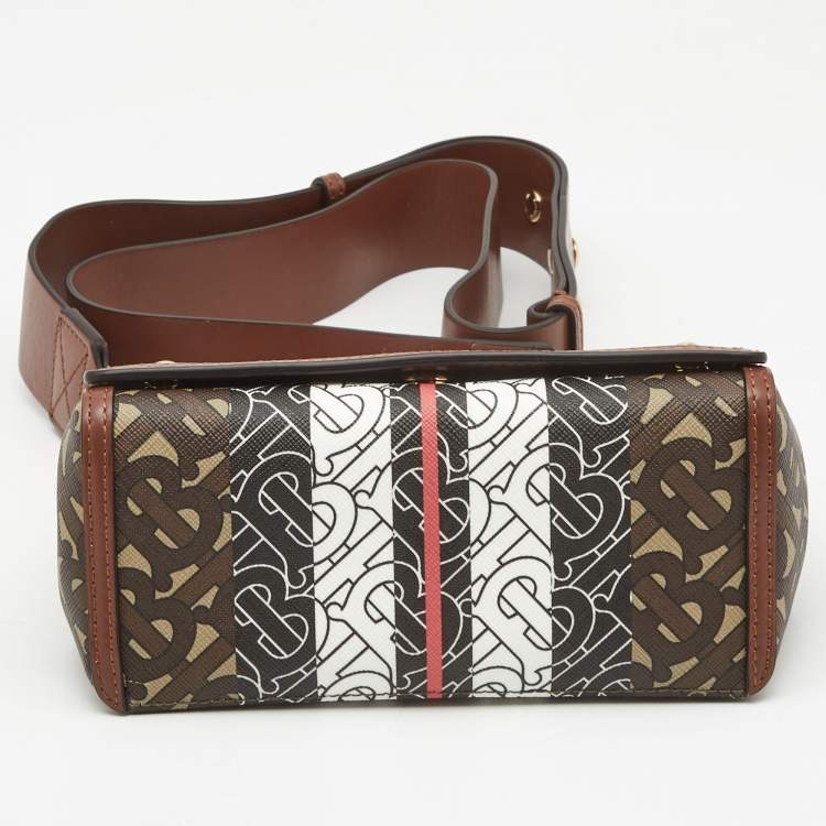 Pre Owned Burberry Multicolor TB Print Coated Canvas and Leather Hackberry Crossbody Bag