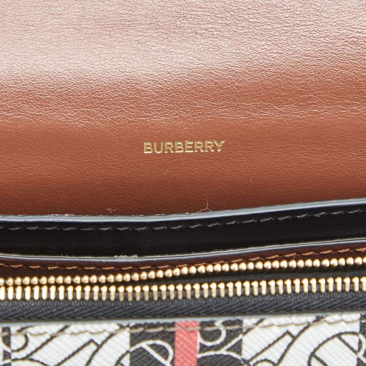 Pre Owned Burberry Multicolor TB Print Coated Canvas and Leather Hackberry Crossbody Bag