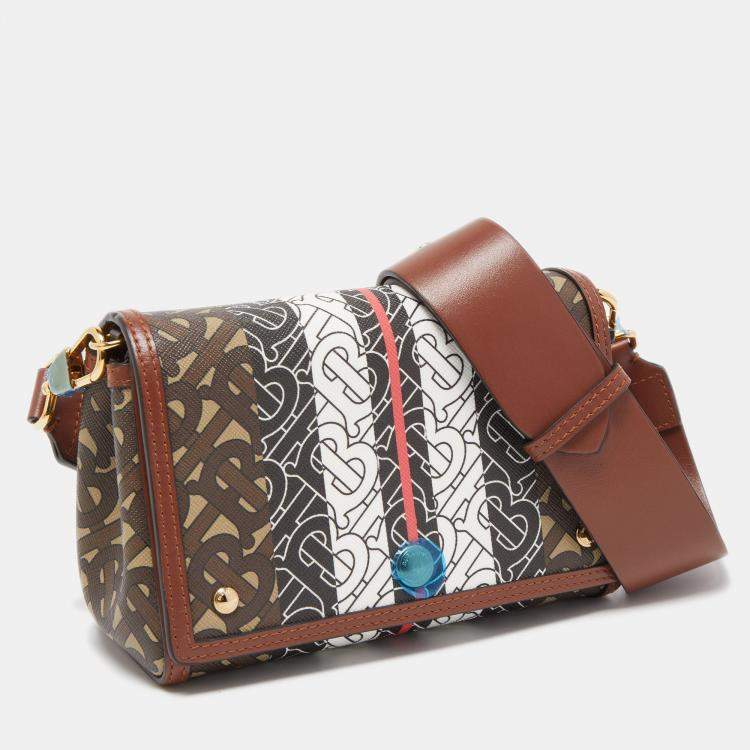 Pre Owned Burberry Multicolor TB Print Coated Canvas and Leather Hackberry Crossbody Bag