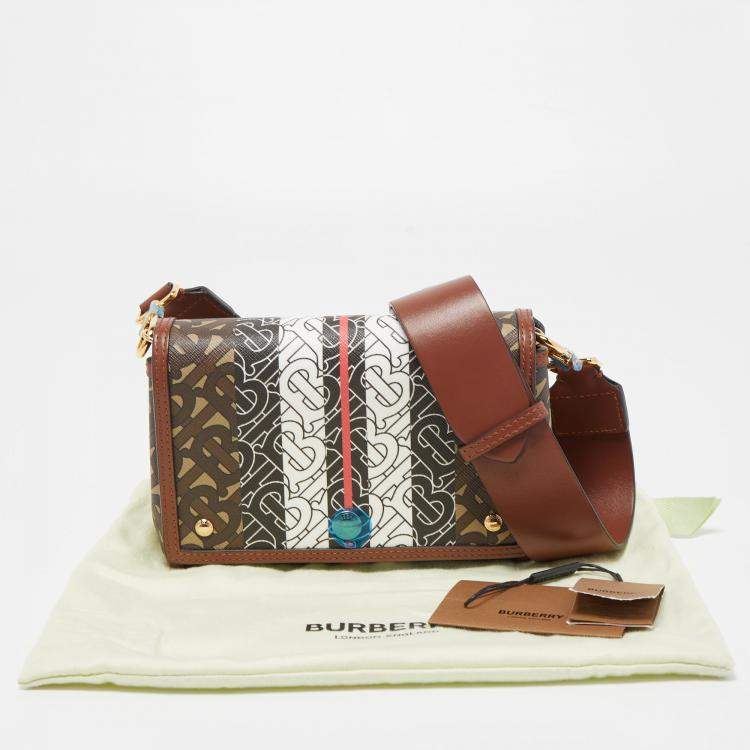 Pre Owned Burberry Multicolor TB Print Coated Canvas and Leather Hackberry Crossbody Bag