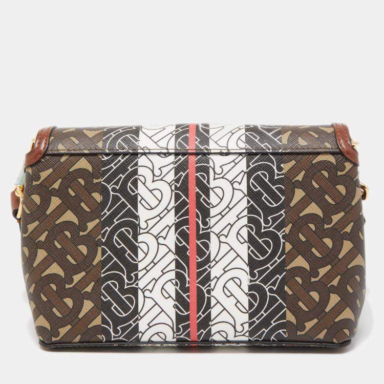 Pre Owned Burberry Multicolor TB Print Coated Canvas and Leather Hackberry Crossbody Bag