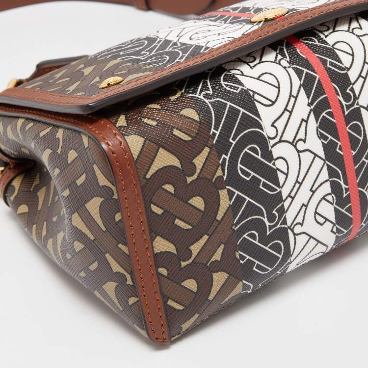 Pre Owned Burberry Multicolor TB Print Coated Canvas and Leather Hackberry Crossbody Bag