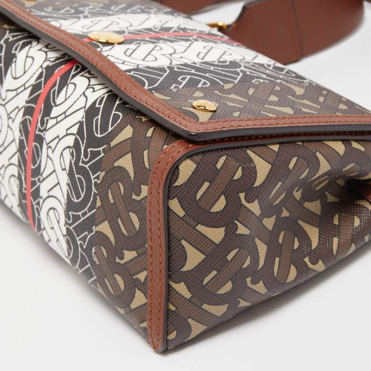 Pre Owned Burberry Multicolor TB Print Coated Canvas and Leather Hackberry Crossbody Bag