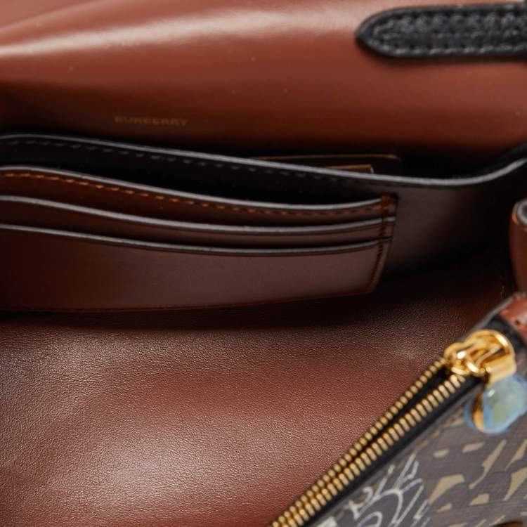 Pre Owned Burberry Multicolor TB Print Coated Canvas and Leather Hackberry Crossbody Bag