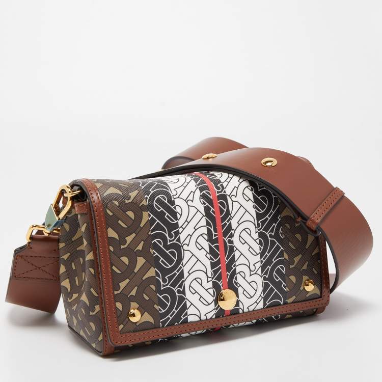 Pre Owned Burberry Multicolor TB Print Coated Canvas and Leather Hackberry Crossbody Bag