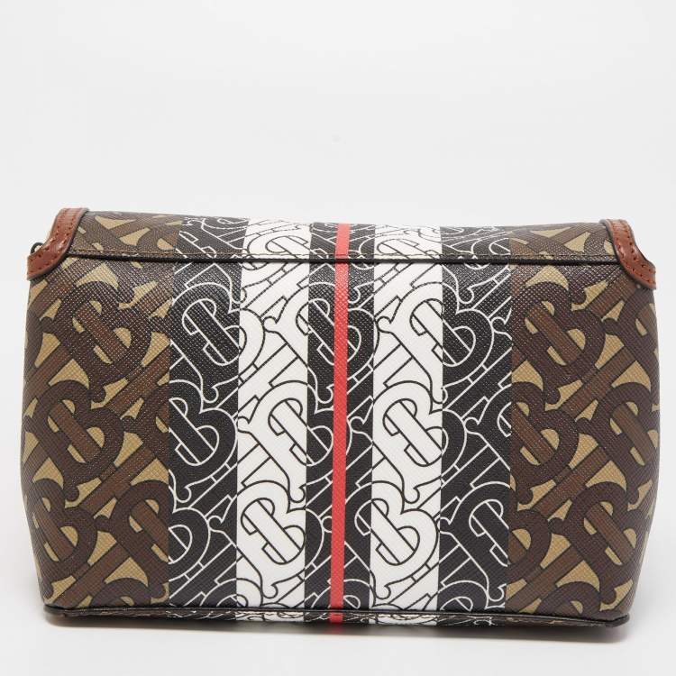 Pre Owned Burberry Multicolor TB Print Coated Canvas and Leather Hackberry Crossbody Bag