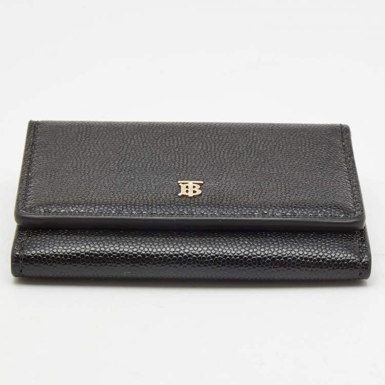 Pre Owned Burberry Black Leather Sidney Trifold Wallet
