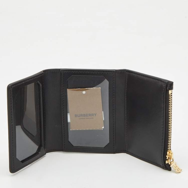 Burberry Black Leather Sidney Trifold Wallet Burberry