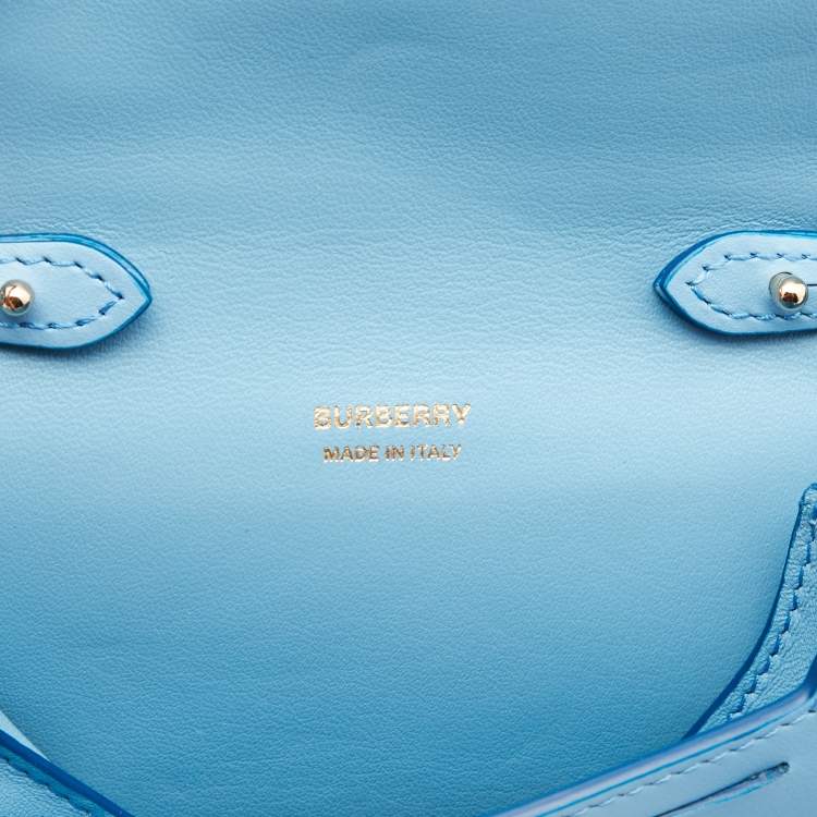 Pre Owned Burberry Light Blue Micro Olympia Crossbody Card Case