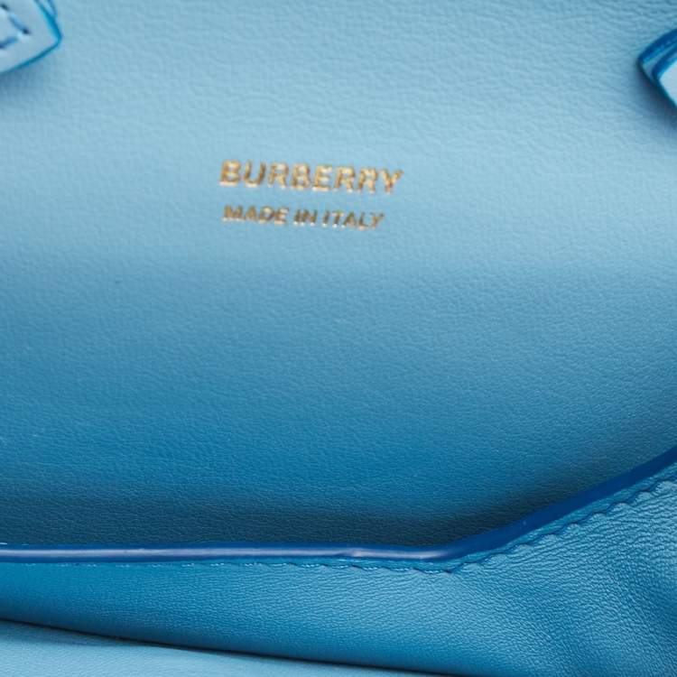 Pre Owned Burberry Light Blue Micro Olympia Crossbody Card Case