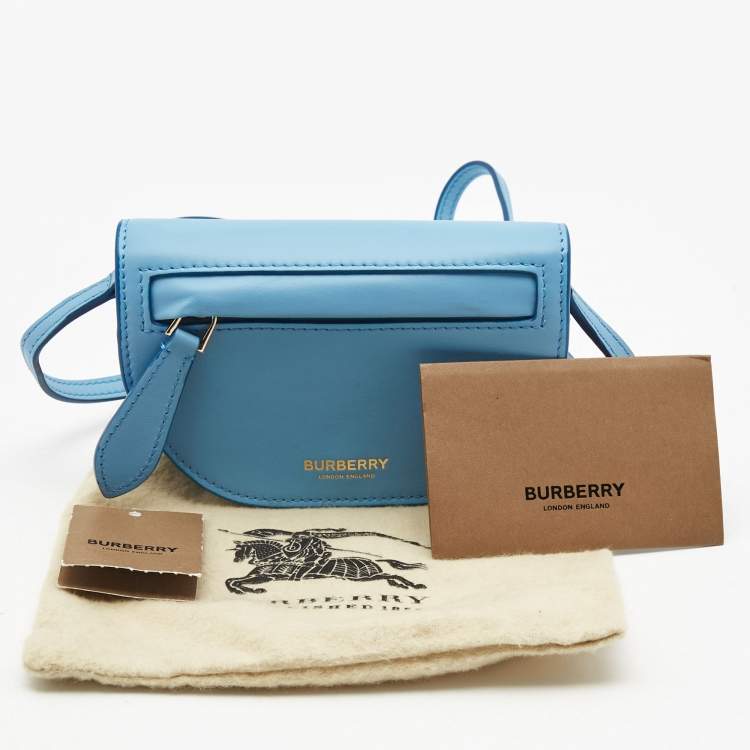 Pre Owned Burberry Light Blue Micro Olympia Crossbody Card Case