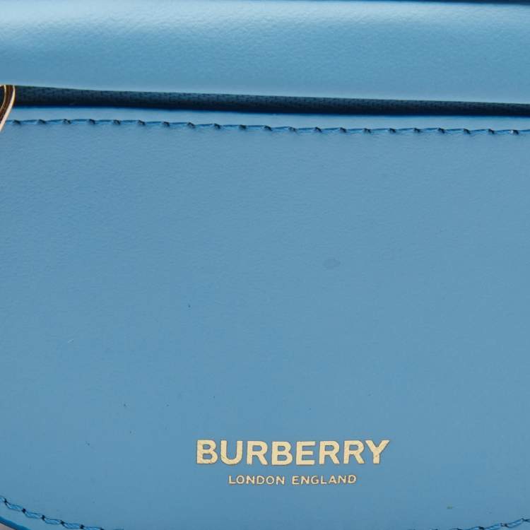 Pre Owned Burberry Light Blue Micro Olympia Crossbody Card Case