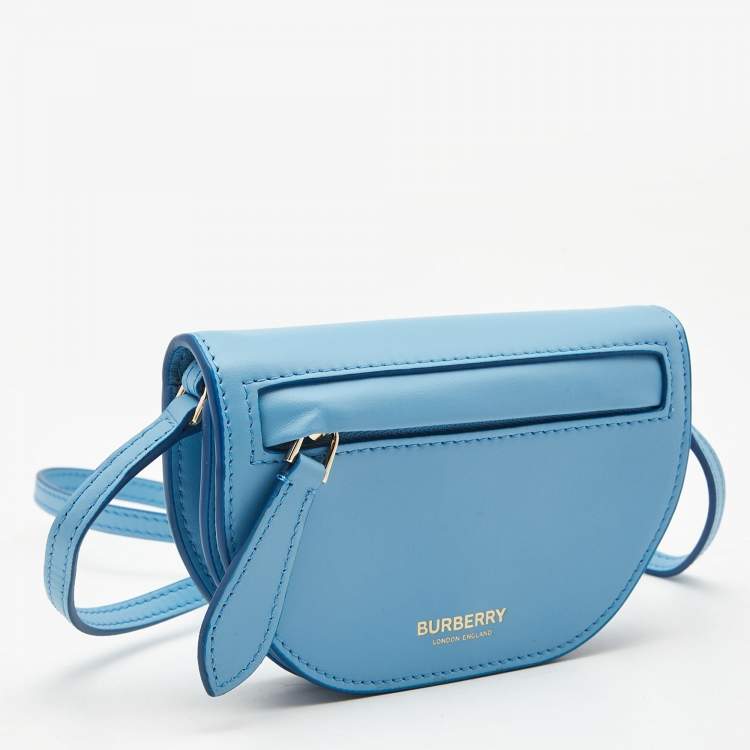 Pre Owned Burberry Light Blue Micro Olympia Crossbody Card Case