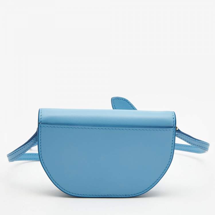 Pre Owned Burberry Light Blue Micro Olympia Crossbody Card Case