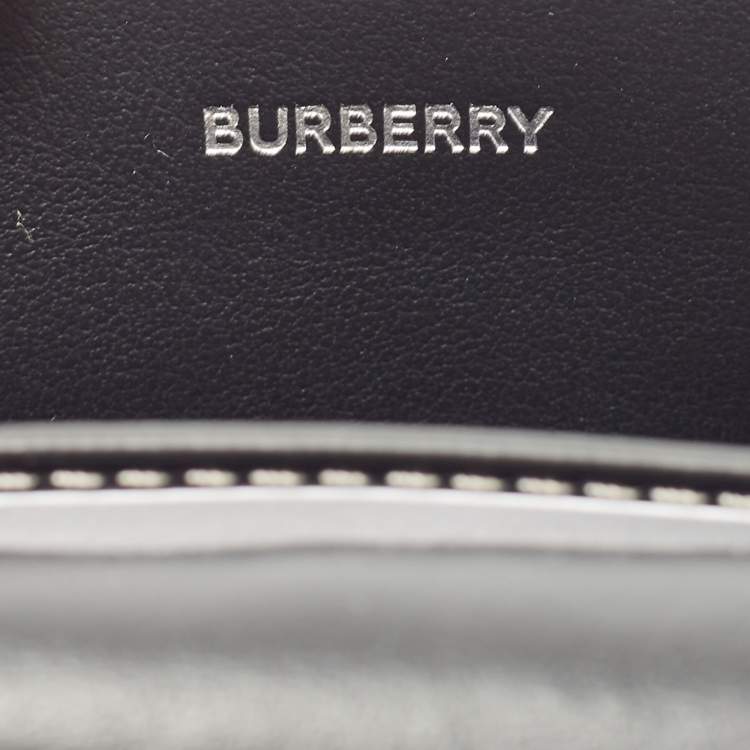 Pre Owned Burberry Light Blue/Black Canvas and Leather Luna French Wallet
