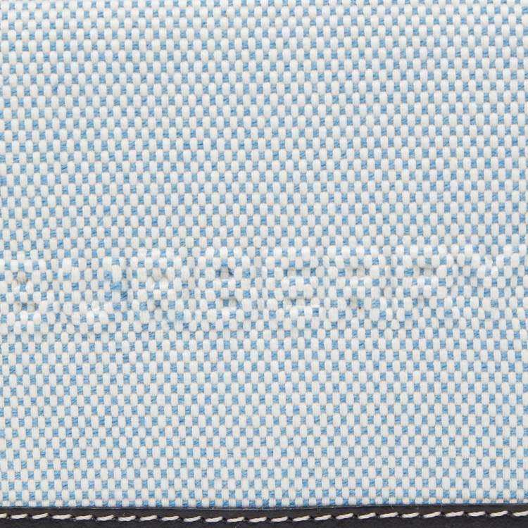 Pre Owned Burberry Light Blue/Black Canvas and Leather Luna French Wallet