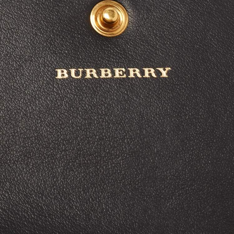 Pre Owned Burberry Beige House Check Coated Canvas Flap Continental Wallet