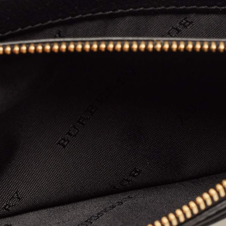 Pre Owned Burberry Black/Beige House Check Canvas and Leather Flap Continental Wallet