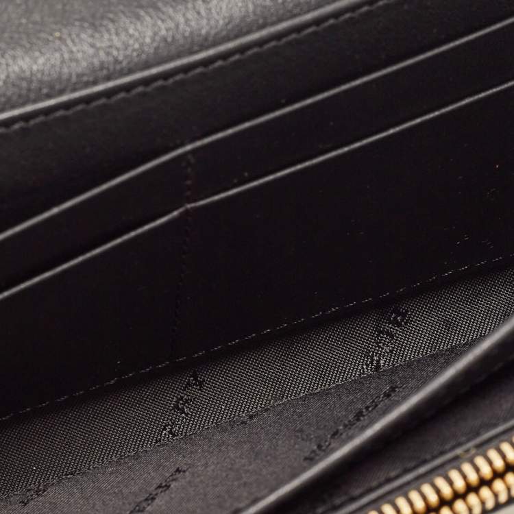 Pre Owned Burberry Black/Beige House Check Canvas and Leather Flap Continental Wallet