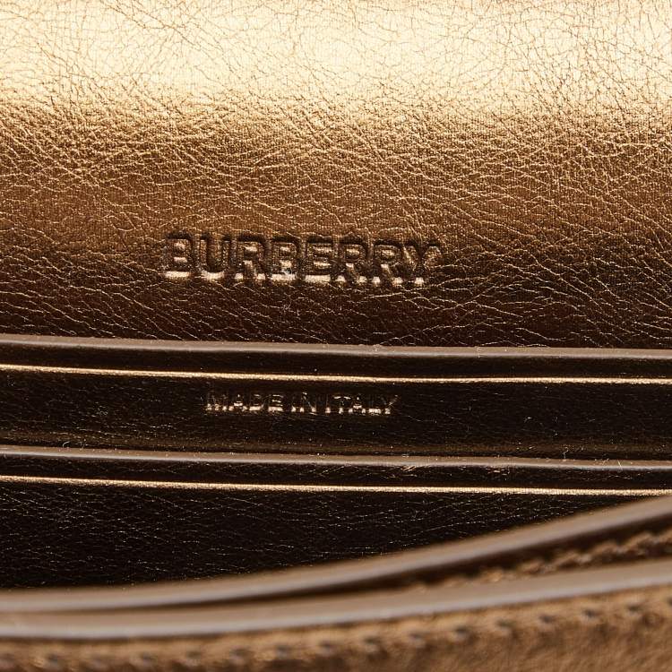 Pre Owned Burberry Bronze Leather Small Studded Olympia Shoulder Bag